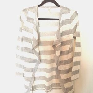Ginger G Women's Lightweight Metallic Stripe Cardigan With Waterfall Front Small